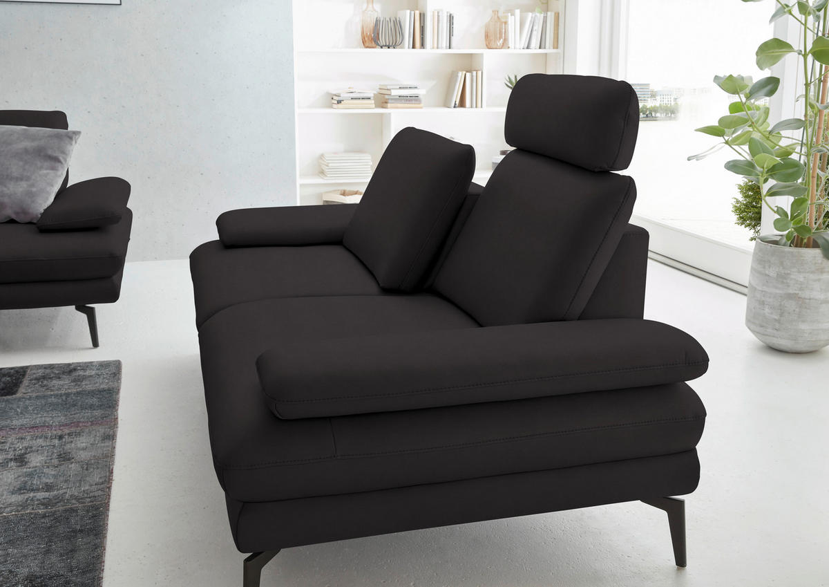 2,5-SITZER in Echtleder Dunkelbraun  - Dunkelbraun/Schwarz, Design, Leder/Metall (196/86/104cm) - Dieter Knoll
