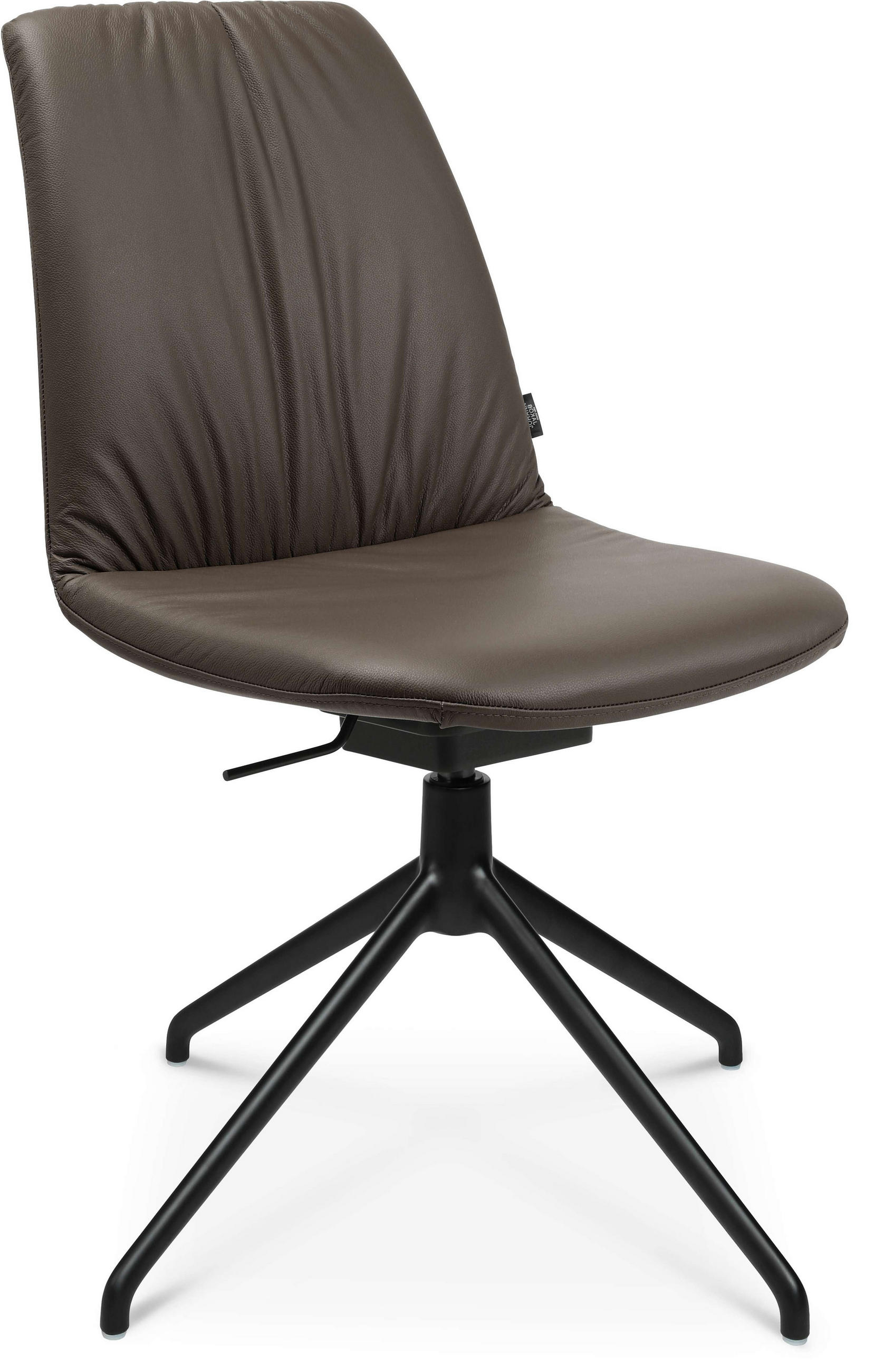 STUHL  in Aluminium Echtleder pigmentiert  - Schwarz/Braun, Design, Leder/Metall (46/81,5-84,5/55cm) - Johann Jakob