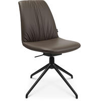STUHL Echtleder Braun, Schwarz  - Schwarz/Braun, Design, Leder/Metall (46/81,5-84,5/55cm) - Johann Jakob