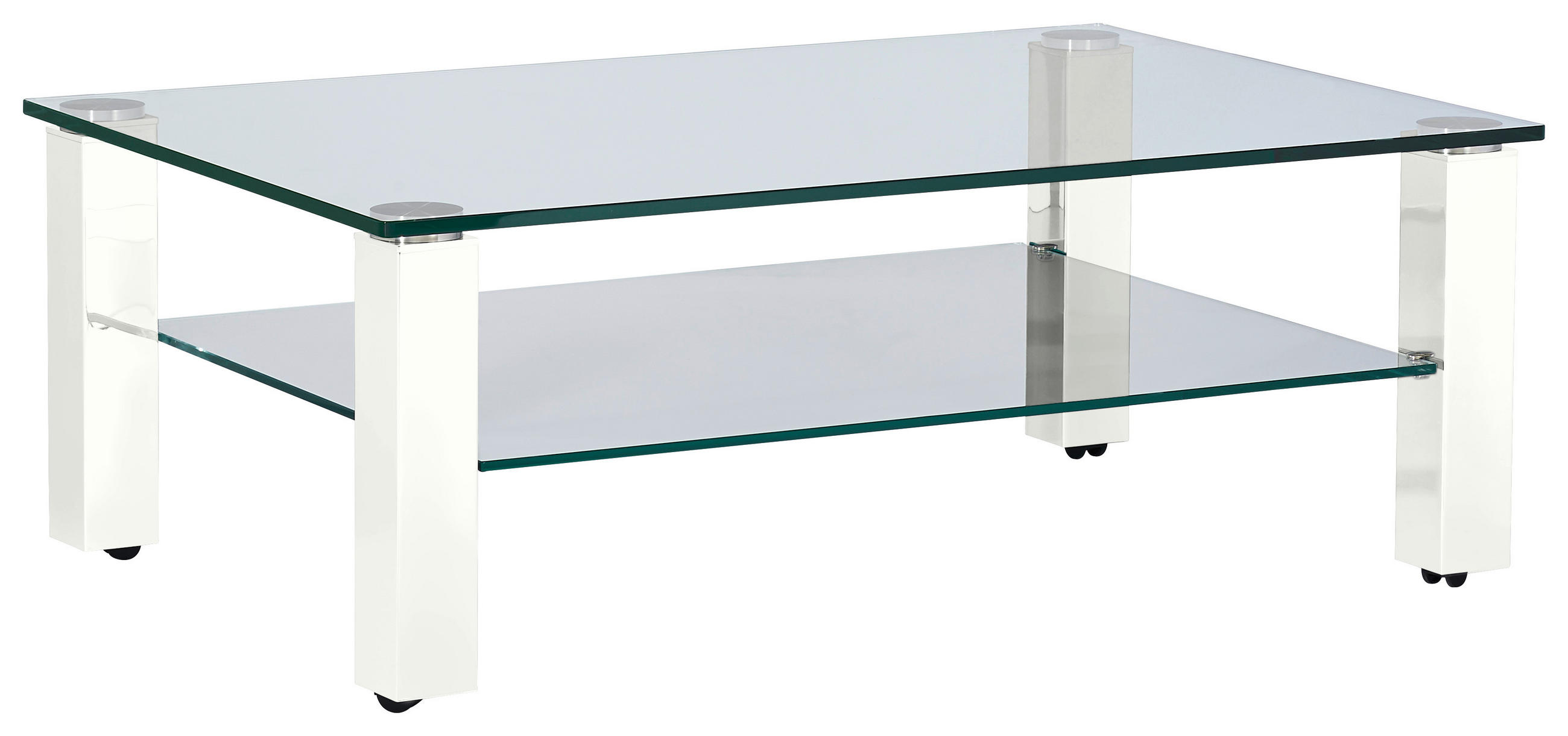 COUCHTISCH in Metall, Glas 110/70/42,5 cm  - Weiss, Design, Glas/Kunststoff (110/70/42,5cm)