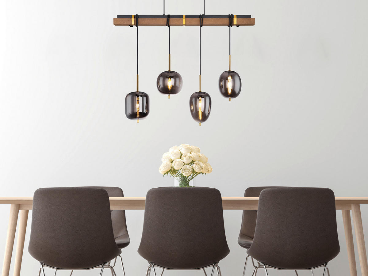 LAMPĂ SUSPENDATĂ 100/18,5/140 cm  - maro/negru, Design, lemn/metal (100/18,5/140cm) - Globo