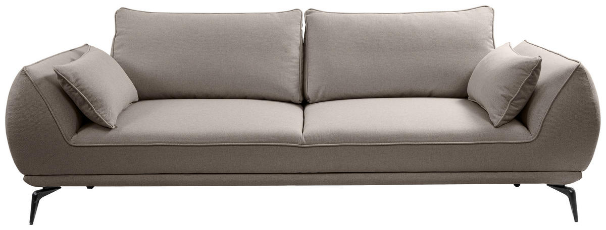 3-SITZER-SOFA Webstoff Hellbraun  - Hellbraun/Creme, Modern, Textil/Metall (249/86/118cm) - MID.YOU
