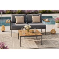 LOUNGEGARNITUR 3-teilig   85/64.5/71.5 cm Stahl  - Dunkelgrau/Naturfarben, MODERN, Kunststoff/Textil (85/64.5/71.5cm) - Ambia Garden