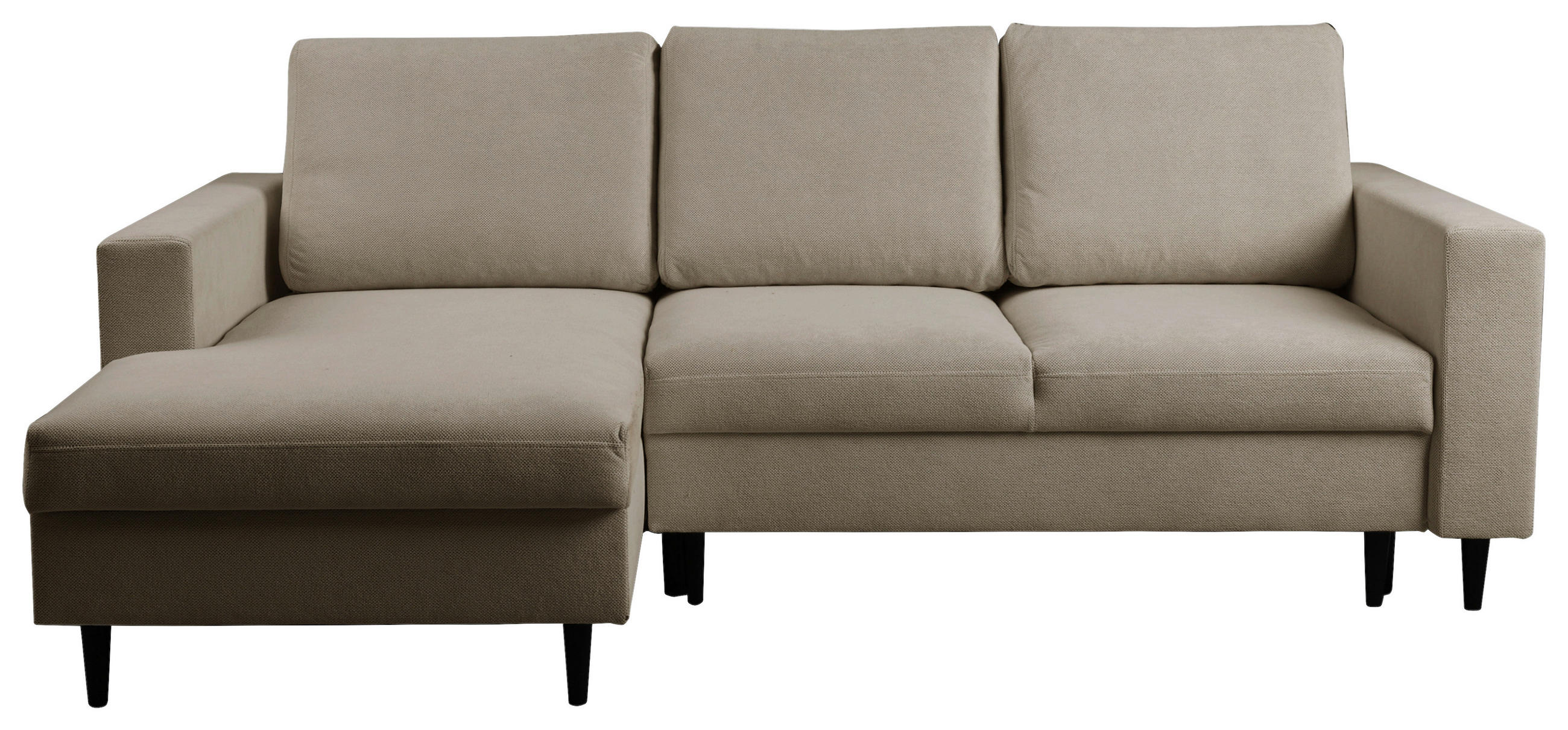 ECKSOFA in Struktur Hellbraun  - Hellbraun/Schwarz, Modern, Holz/Kunststoff (145/230cm) - MID.YOU