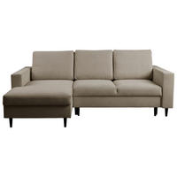 ECKSOFA in Struktur Hellbraun  - Hellbraun/Schwarz, Modern, Holz/Kunststoff (145/230cm) - MID.YOU