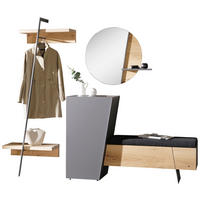 GARDEROBE 4-teilig 227/202/44,2 cm  - Wildeiche/Graphitfarben, Natur, Glas/Holz (227/202/44,2cm) - Voglauer