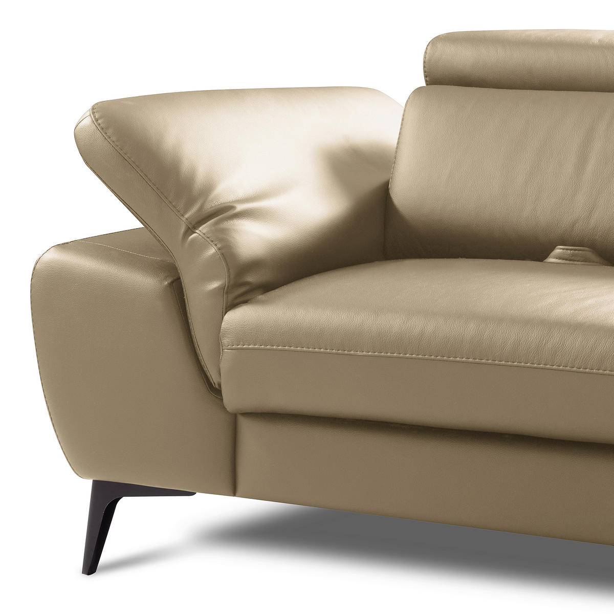 ECKSOFA  in Lederlook Echtleder Hellgrau  274/220 cm  - Hellgrau/Schwarz, Design, Leder/Textil (274/220cm) - Livetastic