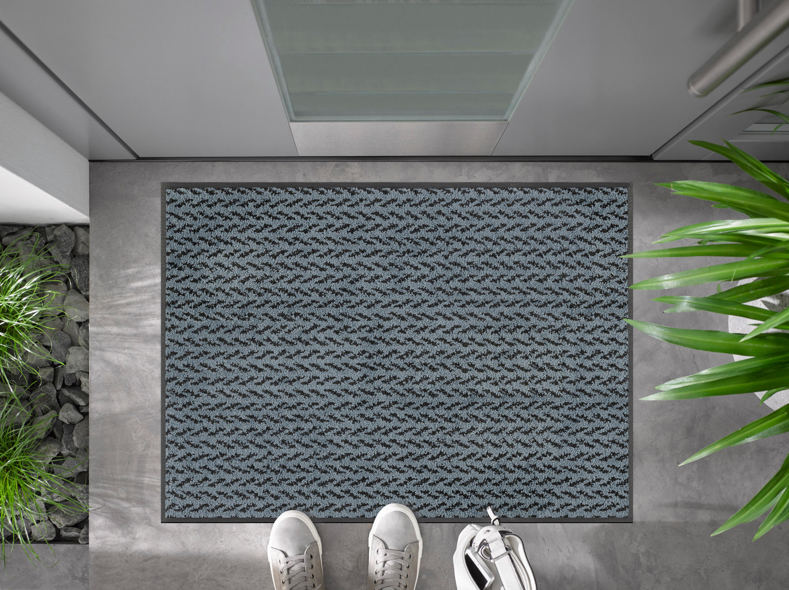 DVEŘNÍ ROHOŽKA, 60/90 cm, antracitová, modrošedá - antracitová/modrošedá, Konvenční, textil/plast (60/90cm) - Esposa