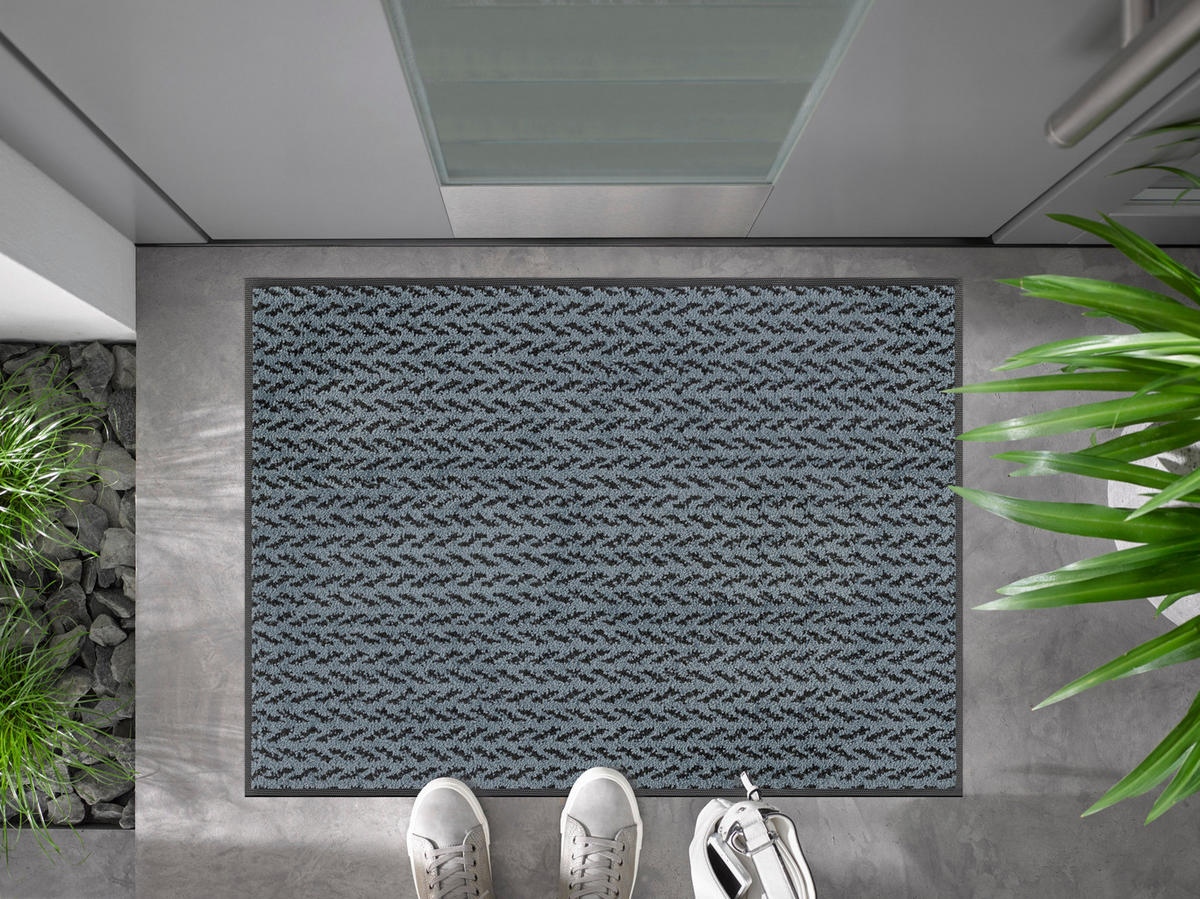 DVEŘNÍ ROHOŽKA, 60/90 cm, antracitová, modrošedá - antracitová/modrošedá, Konvenční, textil/plast (60/90cm) - Esposa