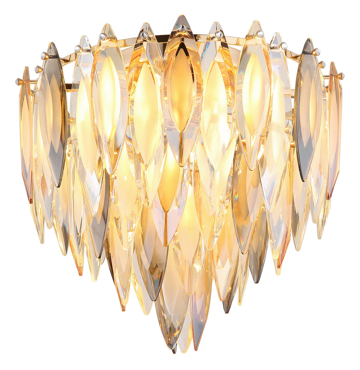 KRISTALL-DECKENLEUCHTE 42/37 cm   - Klar/Champagner, KONVENTIONELL, Glas/Metall (42/37cm)