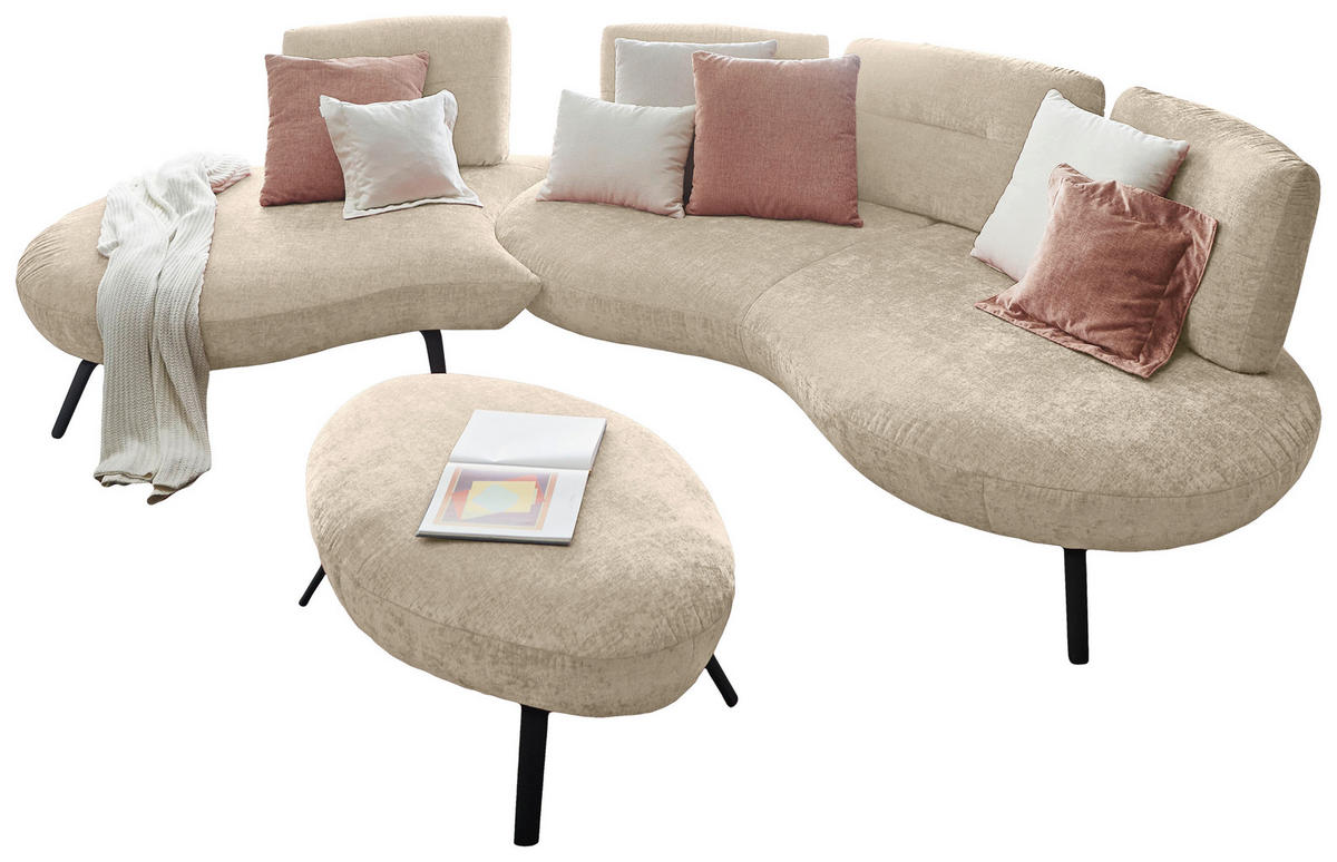 BIGSOFA Flachgewebe Creme  - Creme/Schwarz, Design, Textil/Metall (456/93/138cm) - Moderano