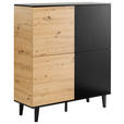 HIGHBOARD Schwarz, Eiche Artisan Einlegeböden  - Schwarz/Eiche Artisan, Design, Holzwerkstoff/Metall (110/126/40cm) - Xora