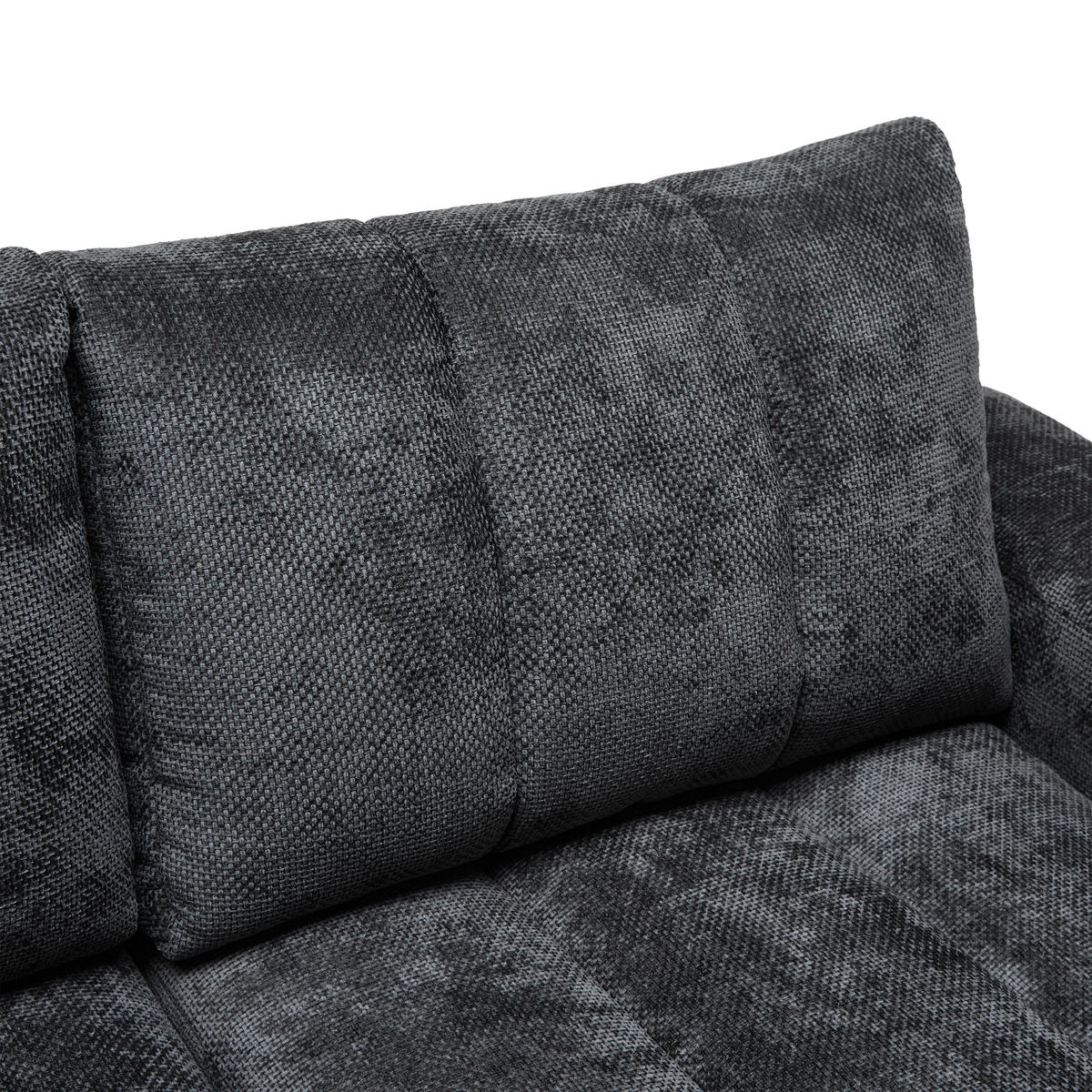 ECKSOFA Flachgewebe Graphitfarben  - Schwarz Hochglanz/Graphitfarben, Modern, Textil/Metall (273/93/166cm) - MID.YOU