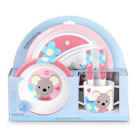 JEDILNI SET - sivoroza, Basics, umetna masa (23,5/25/10cm) - Sterntaler