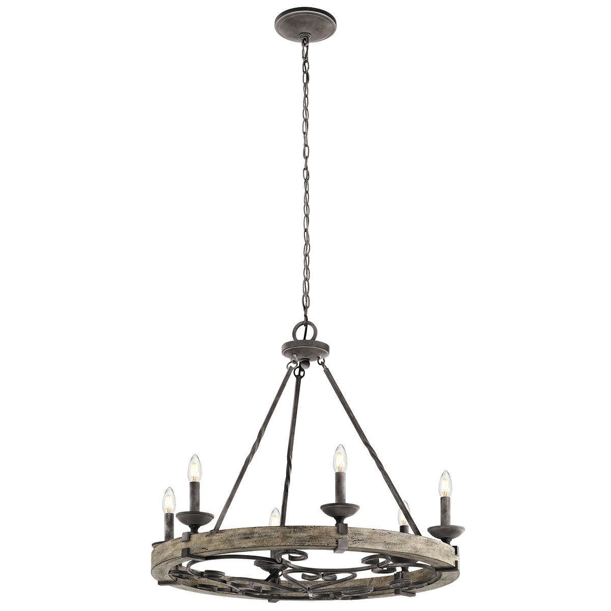 KRONLEUCHTER Elstead Taulbee 72.2/74.1 cm   - Zinkfarben, ROMANTIK / LANDHAUS, Holz (72.2/74.1cm) - Elstead Lighting