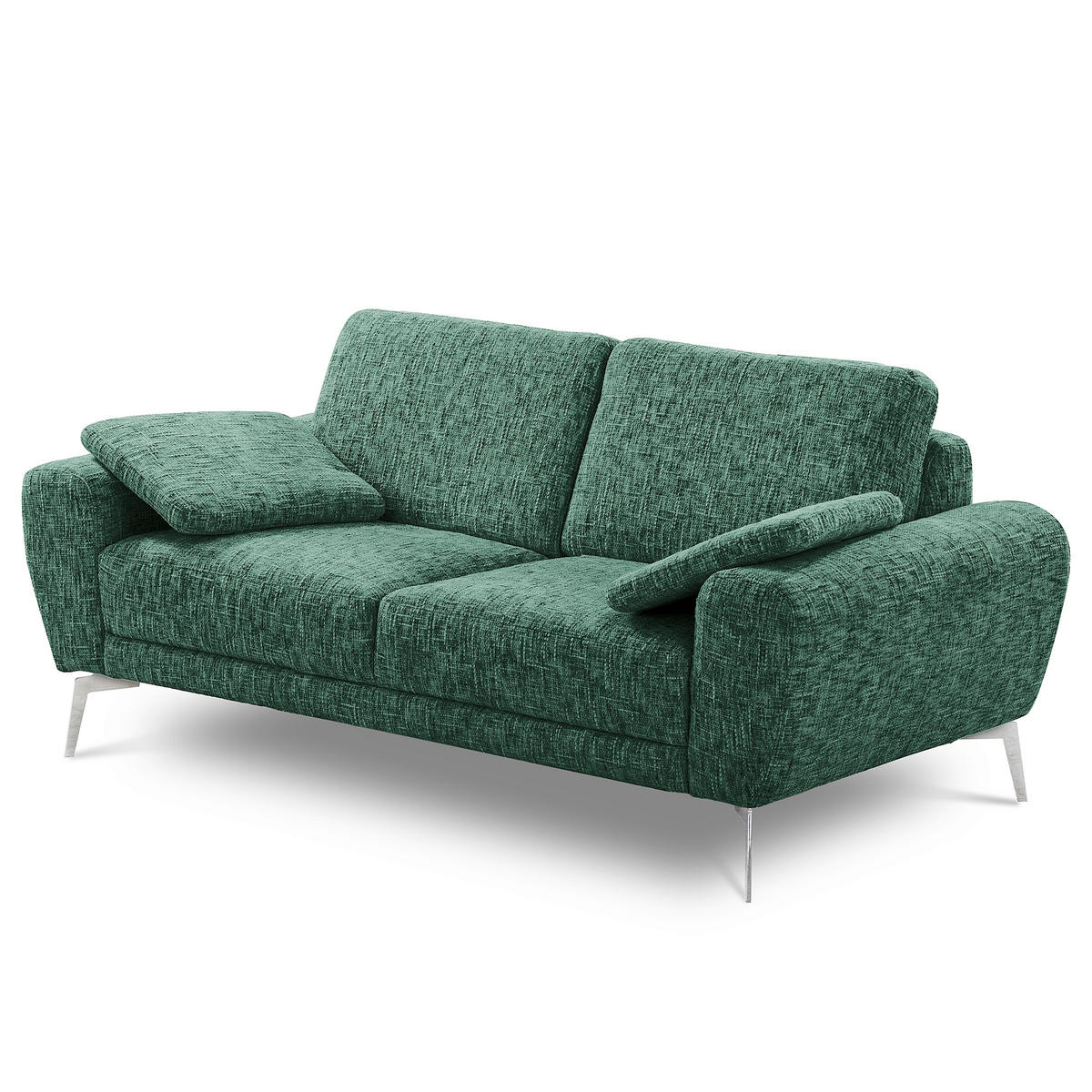 2-SITZER-SOFA Webstoff Grün  - Chromfarben/Grün, Design, Textil/Metall (157/85/92cm) - Livetastic