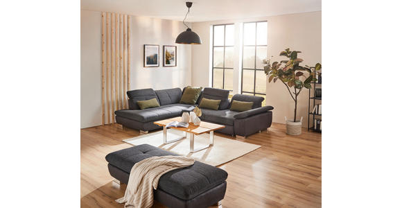 ECKSOFA in Chenille Schwarz  242/313 cm  - Chromfarben/Schwarz, Design, Textil (242/313cm) - Xora