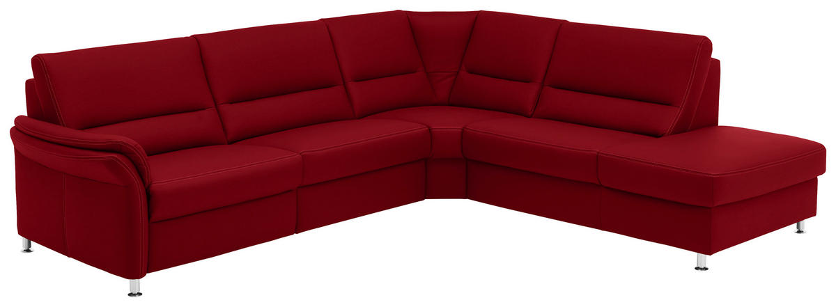 ECKSOFA in Echtleder Rot  - Beige/Rot, Design, Leder/Metall (288/249cm) - Beldomo Premium