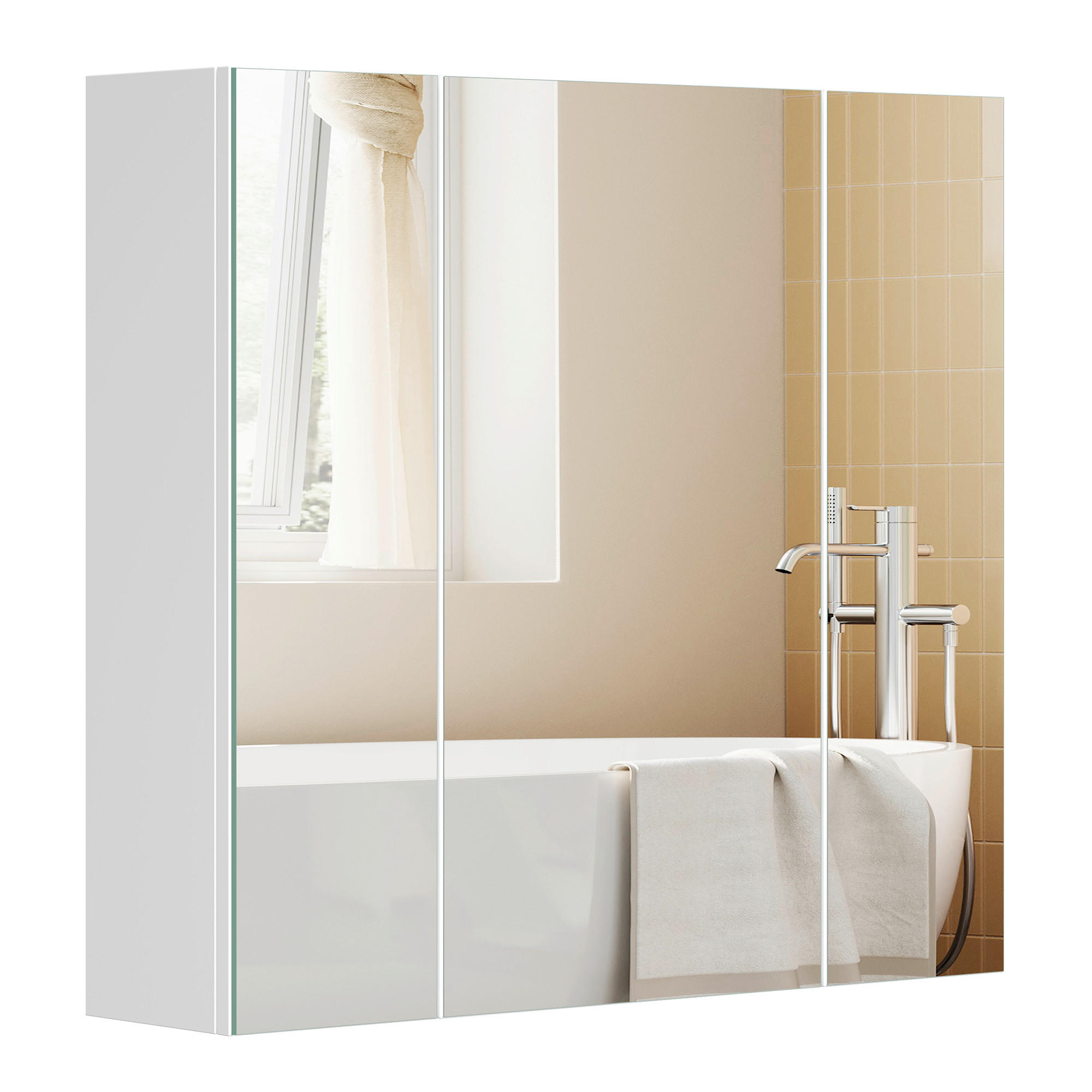 SPIEGELSCHRANK 60/55/15 cm  - Weiß, Trend, Glas/Holzwerkstoff (60/55/15cm) - MID.YOU