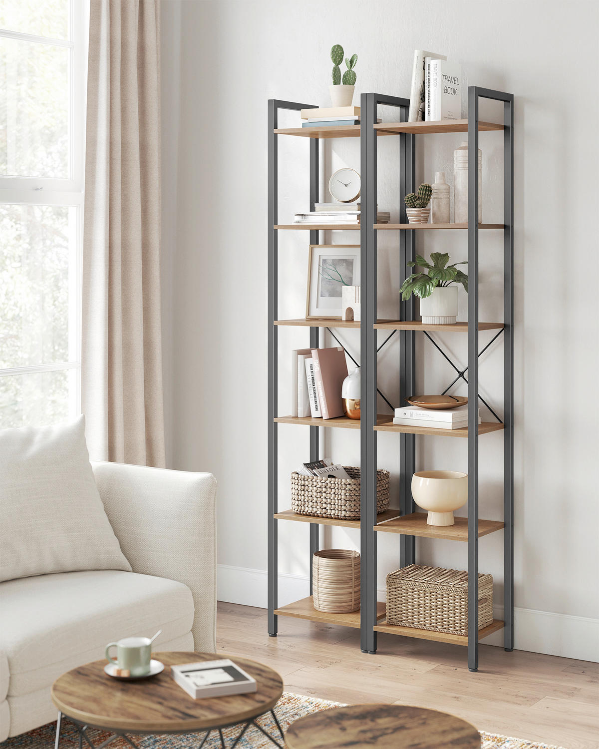 REGAL Schwarz, Walnussfarben  - Walnussfarben/Schwarz, Basics, Holzwerkstoff/Metall (40/186/30cm) - Boxxx