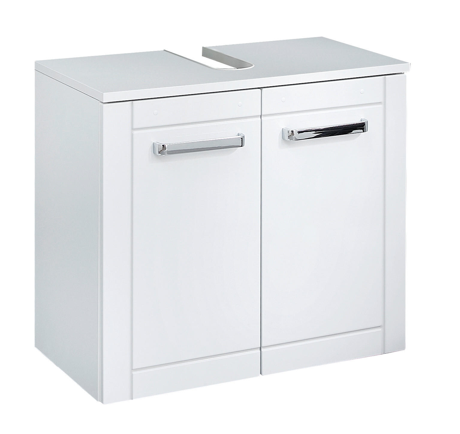 WASCHBECKENUNTERSCHRANK 60,2/52,9/33 cm  - Chromfarben/Weiß Hochglanz, MODERN, Holzwerkstoff/Metall (60,2/52,9/33cm) - Sadena