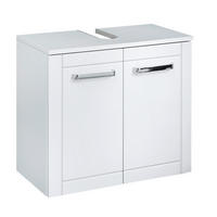 WASCHBECKENUNTERSCHRANK 60,2/52,9/33 cm  - Chromfarben/Weiß Hochglanz, MODERN, Holzwerkstoff/Metall (60,2/52,9/33cm) - Sadena