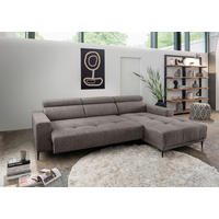ECKSOFA Graubraun Chenille  - Graubraun/Schwarz, KONVENTIONELL, Textil/Metall (276/188cm) - Livetastic