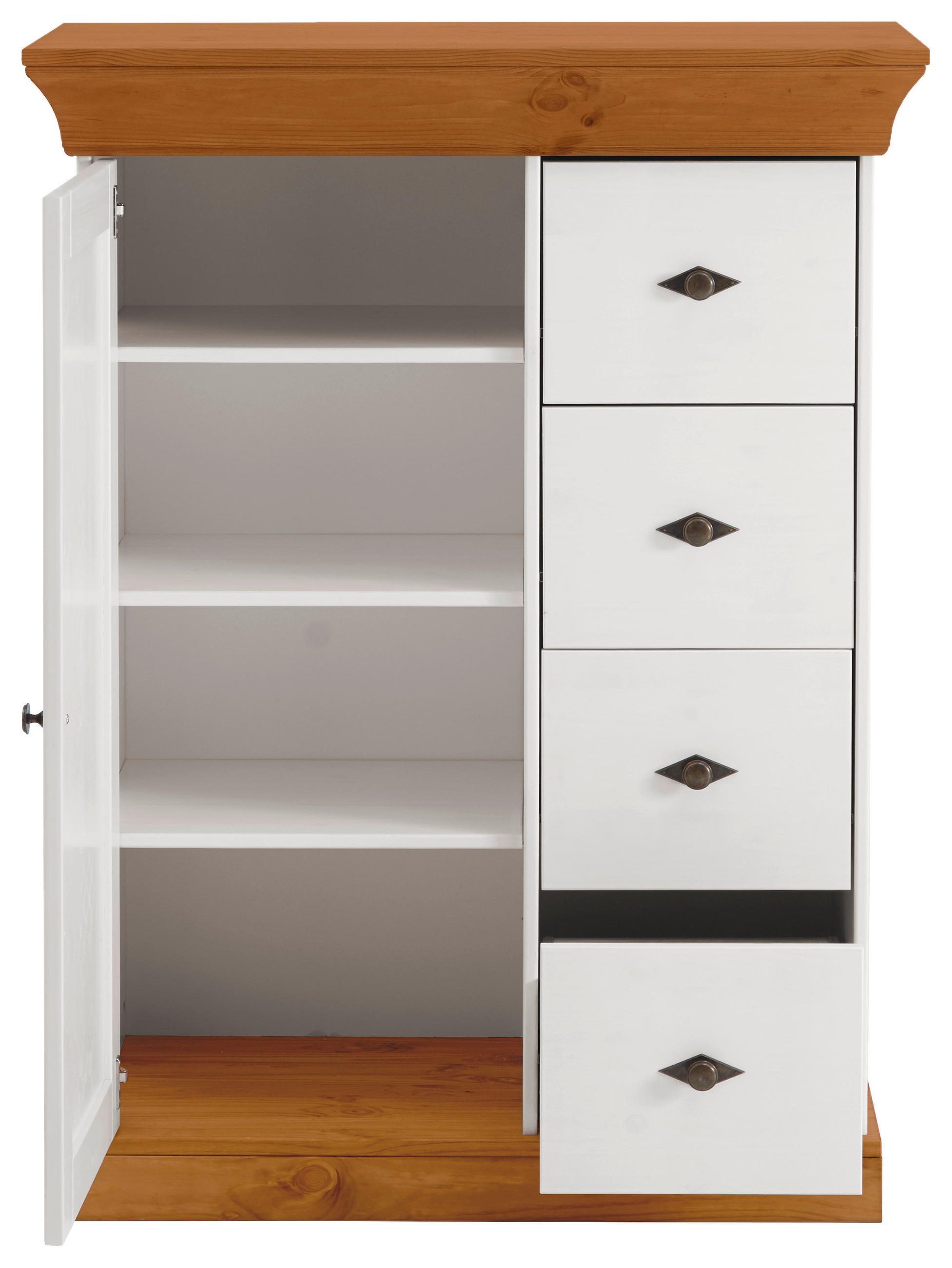 KOMMODE  in 88/117/45 cm  - Bernsteinfarben/Weiß, ROMANTIK / LANDHAUS, Holz/Metall (88/117/45cm) - Boxxx