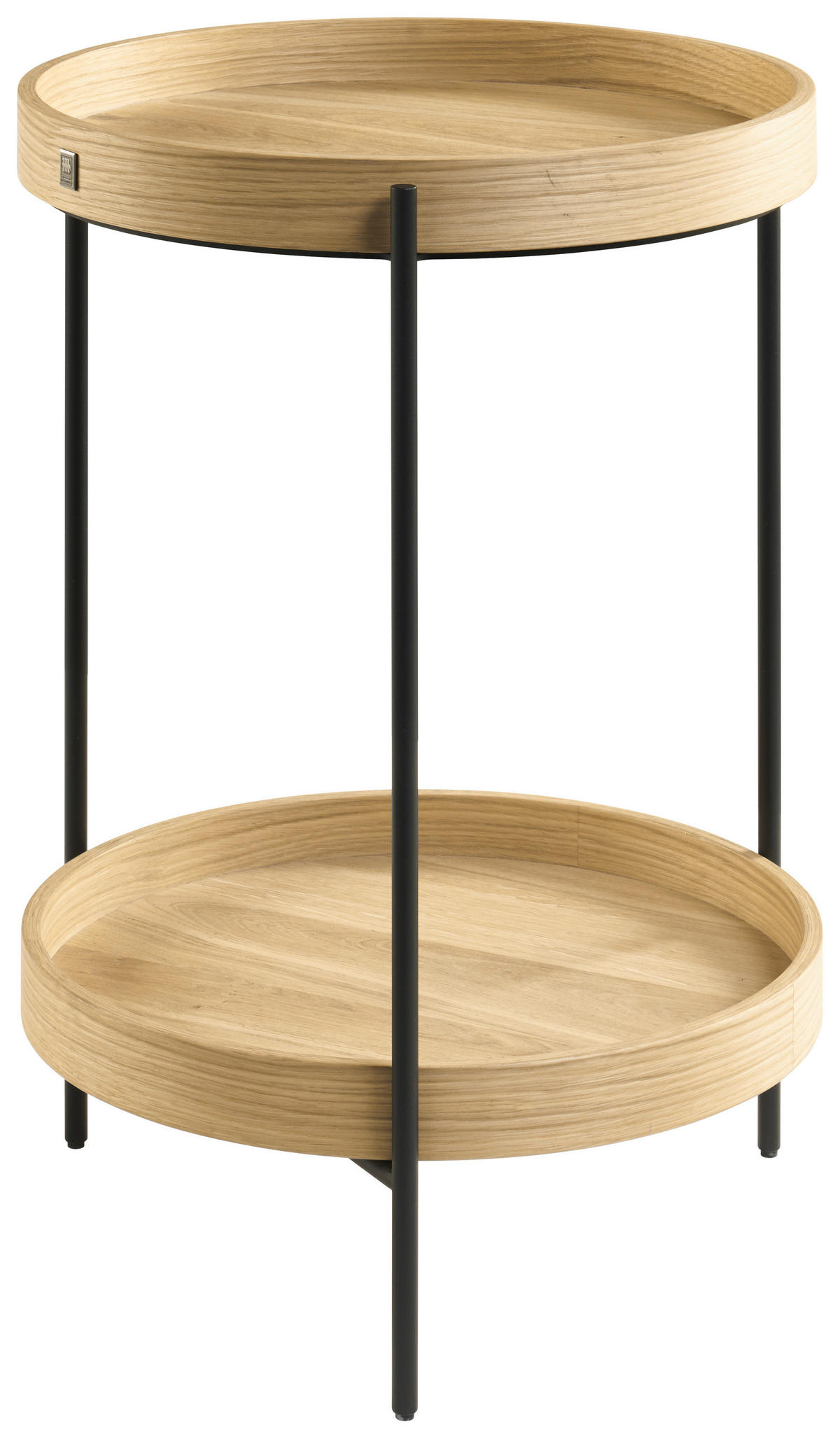 BEISTELLTISCH 43/43/59 cm JUSTB! Wildeiche furniert Anthrazit, Wildeiche rund  - Wildeiche/Anthrazit, Design, Holz/Metall (43/43/59cm) - Musterring