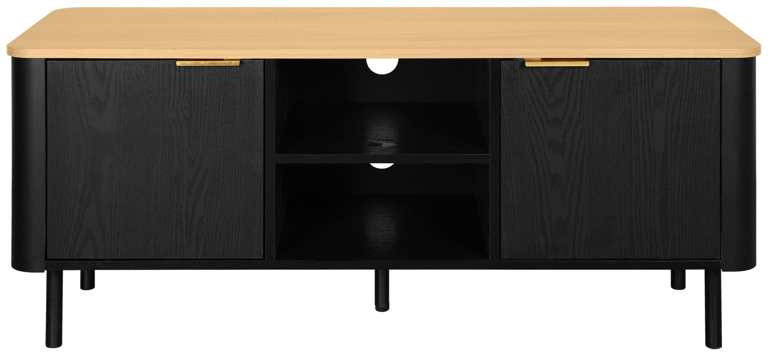 Thumbnail - Xora Lowboard, Schwarz, Eiche, Metall, 1 Fächer, 120x52x40 cm, Beimöbel erhältlich, stehend, Wohnzimmer, Wohnwände, Lowb...