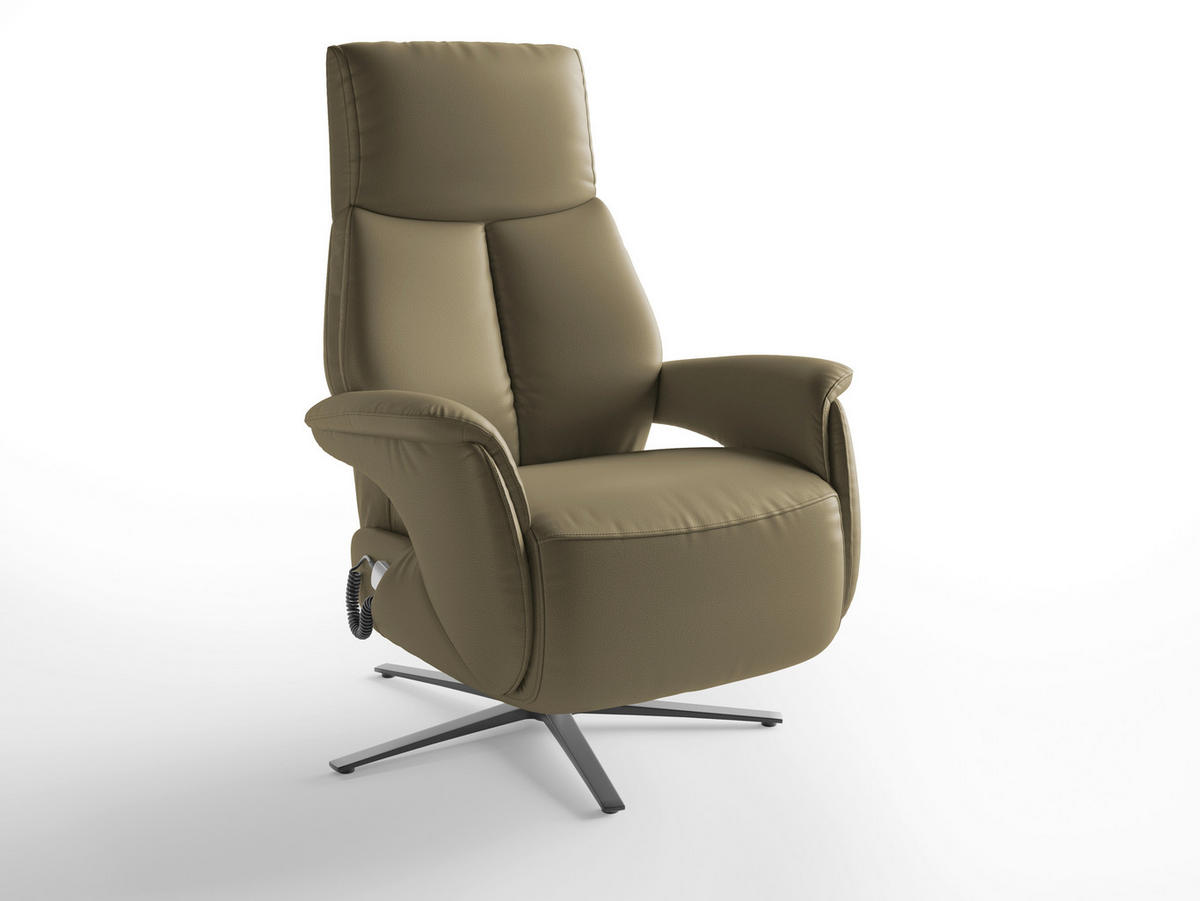RELAXSESSEL Leder Olivgrün  - Schwarz/Olivgrün, Basics, Leder/Metall (75/110/85cm) - Sit & More