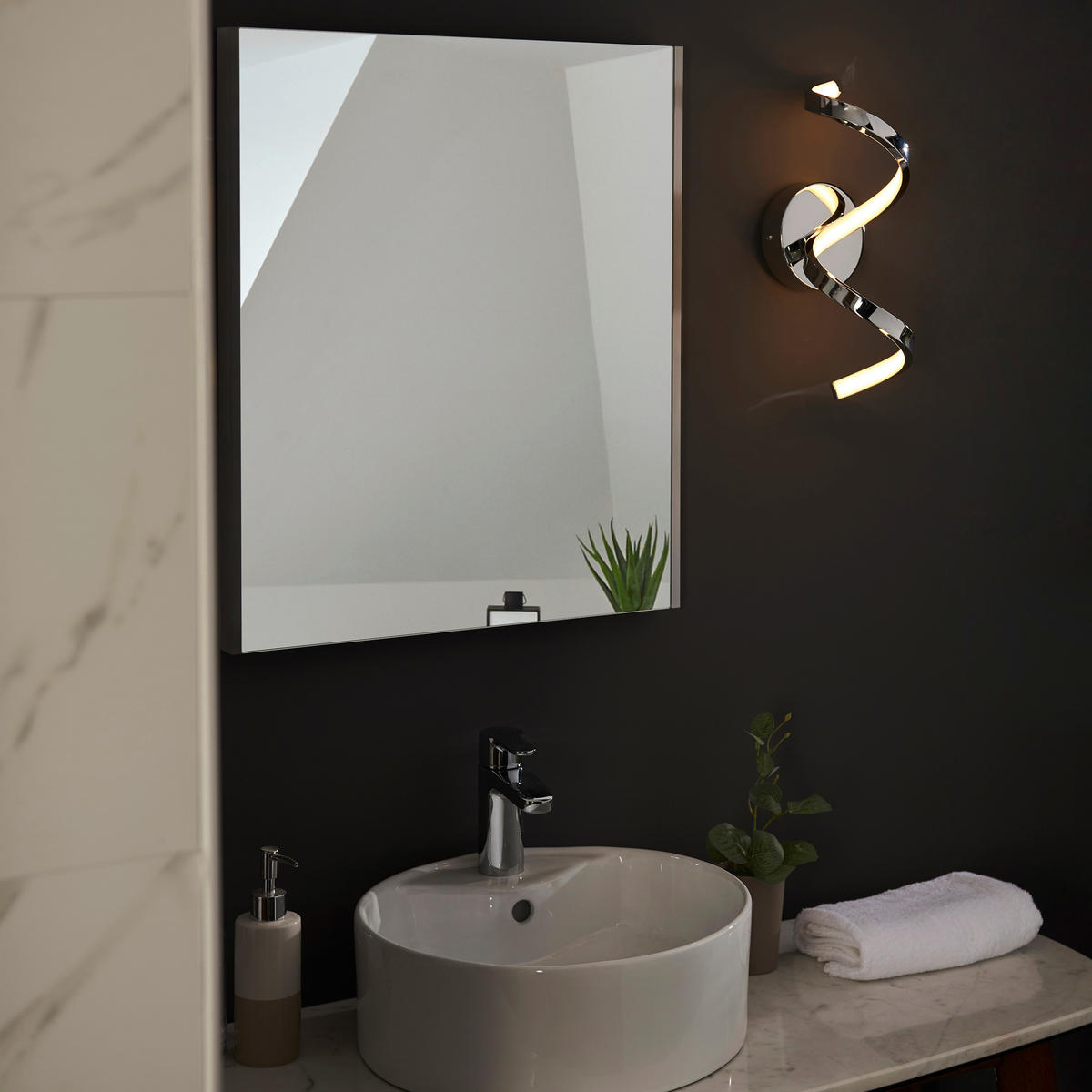BADEZIMMER-WANDLEUCHTE Astral 13/34/15.5 cm   - Chromfarben/Weiß, Design, Metall (13/34/15.5cm) - ENDON