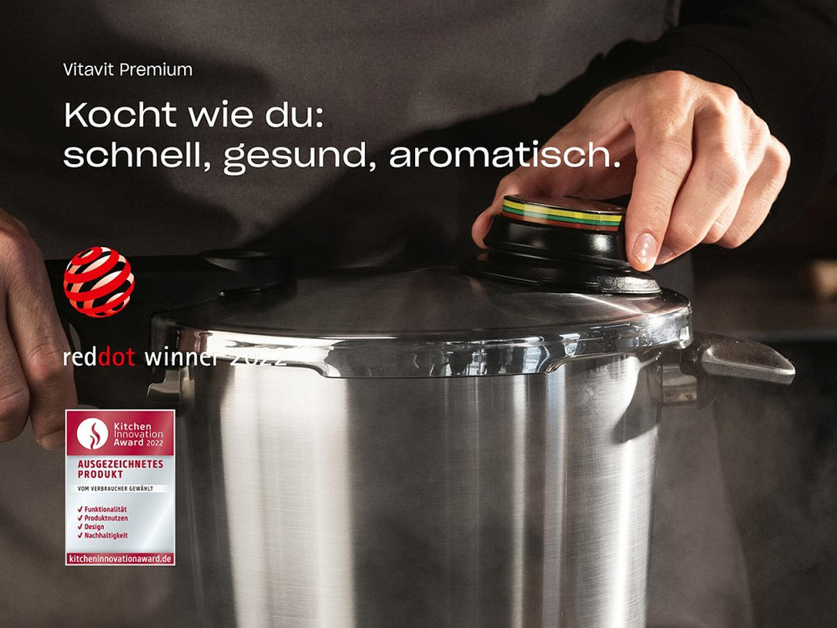 SCHNELLKOCHTOPF VITAVIT® PREMIUM satiniert 6.0 L  - Silberfarben, Basics, Metall (22cm) - Fissler