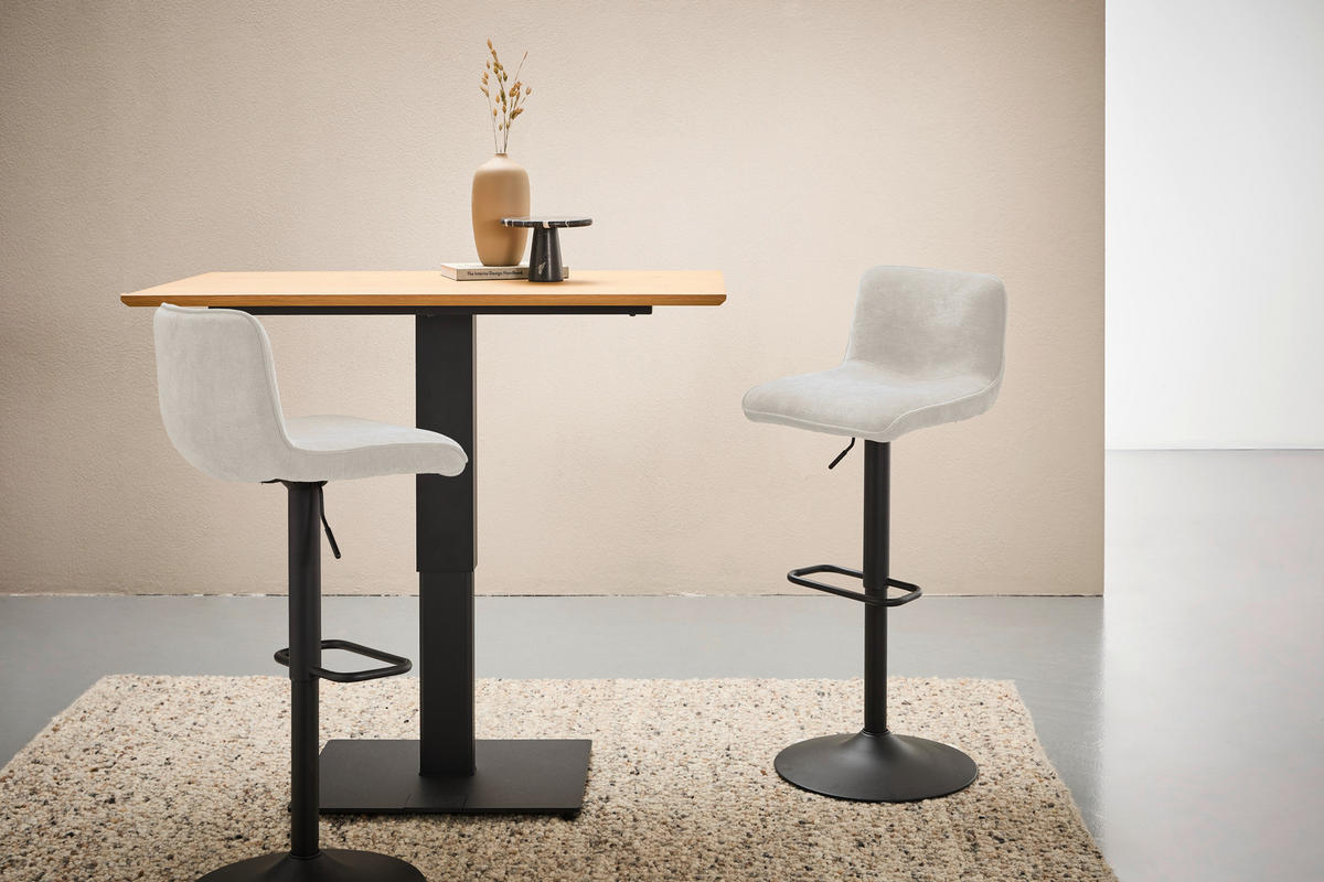 BARHOCKER Webstoff Schwarz, Beige Eisen Stoffauswahl, Sitzfläche 360° drehbar  - Beige/Schwarz, Design, Textil/Metall (45/88-109,5/50cm) - home24