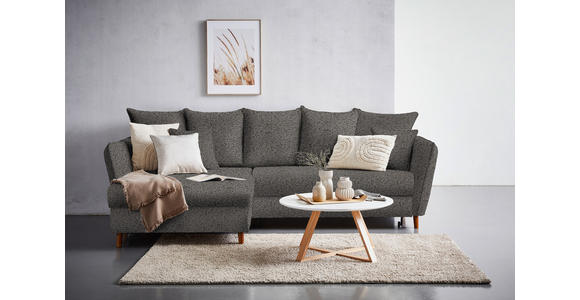 ECKSOFA in Chenille Grau  - Eichefarben/Grau, KONVENTIONELL, Holz/Textil (284/162cm) - Carryhome