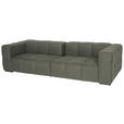 BIGSOFA in Flachgewebe, Leinenoptik Olivgrün  - Schwarz/Olivgrün, Design, Textil/Metall (262/66/113cm) - Emilio Belluti