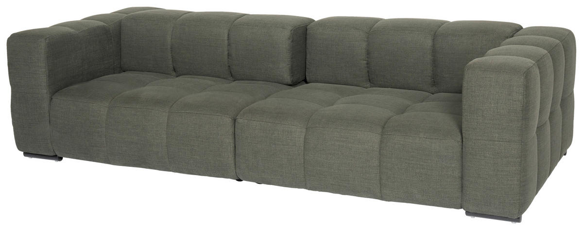 BIGSOFA in Flachgewebe, Leinenoptik Olivgrün  - Schwarz/Olivgrün, Design, Textil/Metall (262/66/113cm) - Emilio Belluti