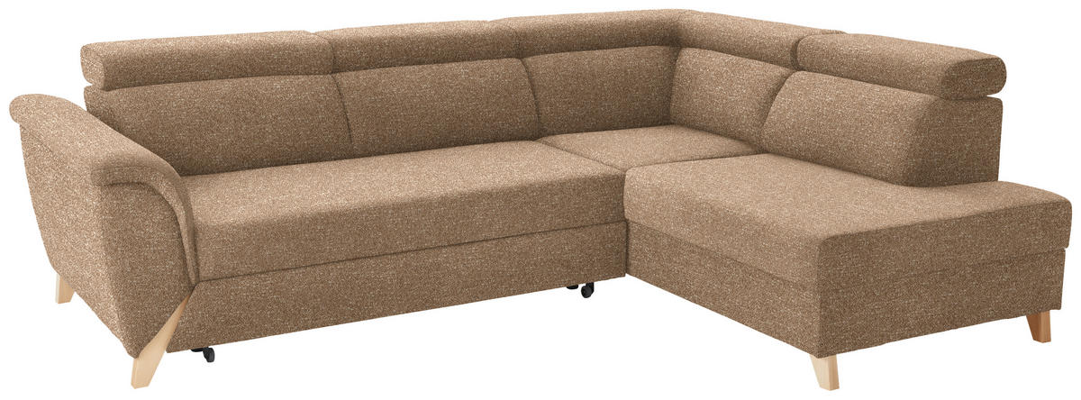 ECKSOFA  in Bouclé Beige  265/200 cm  - Beige/Naturfarben, KONVENTIONELL, Holz/Textil (265/200cm) - Stylife