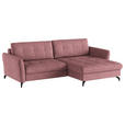 ECKSOFA in Flachgewebe, Leinenoptik Rosa  - Schwarz/Rosa, Design, Textil/Metall (242/170cm) - Xora