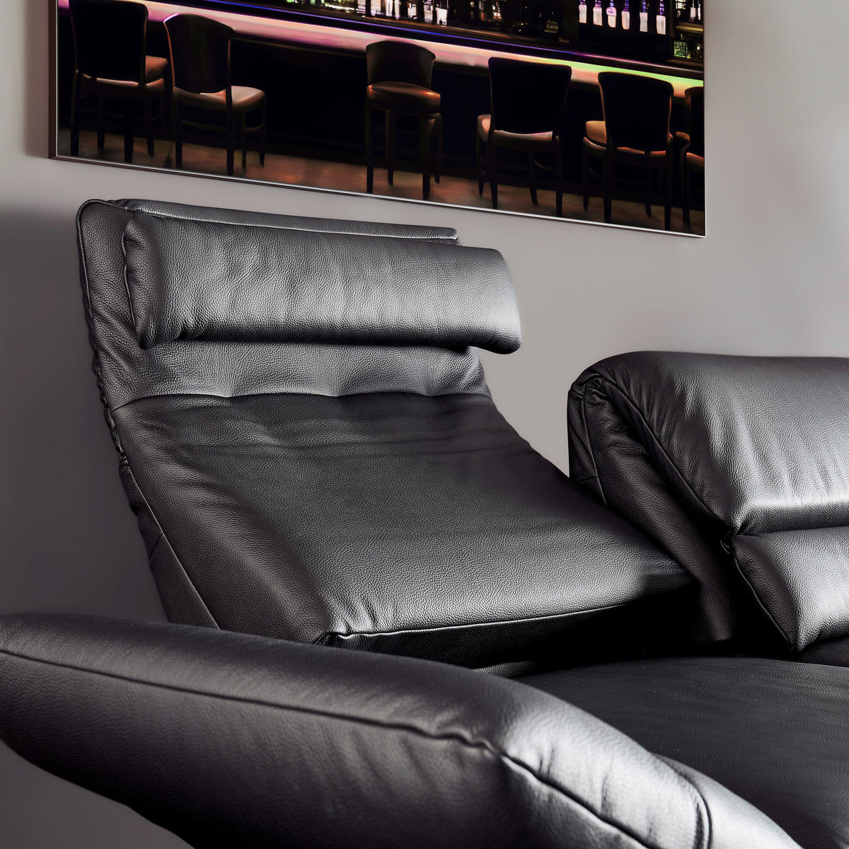 2-SITZER-SOFA in Echtleder Schwarz  - Chromfarben/Schwarz, Design, Leder/Metall (198-246/83/96-187cm) - Dieter Knoll