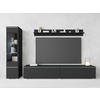 WOHNWAND Vera 3-teilig  in Graphitfarben  210/130/33 cm  - Schwarz/Graphitfarben, Basics, Glas/Holzwerkstoff (210/130/33cm) - P & B