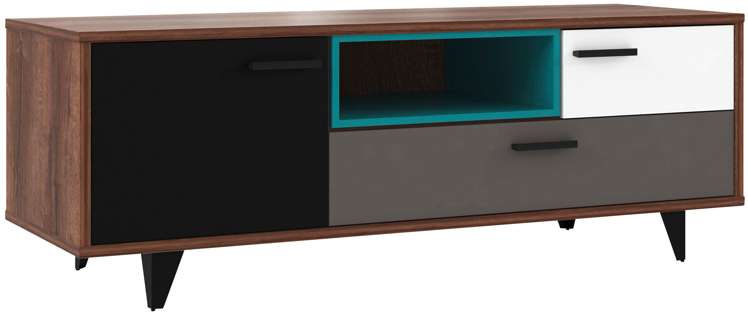 Carryhome Tv-Element Grau, Grün, Schwarz, Weiß, Eiche 155x54x52 cm