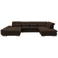 WOHNLANDSCHAFT in Mikrofaser Braun  - Chromfarben/Braun, Design, Kunststoff/Textil (204/350/211cm) - Xora