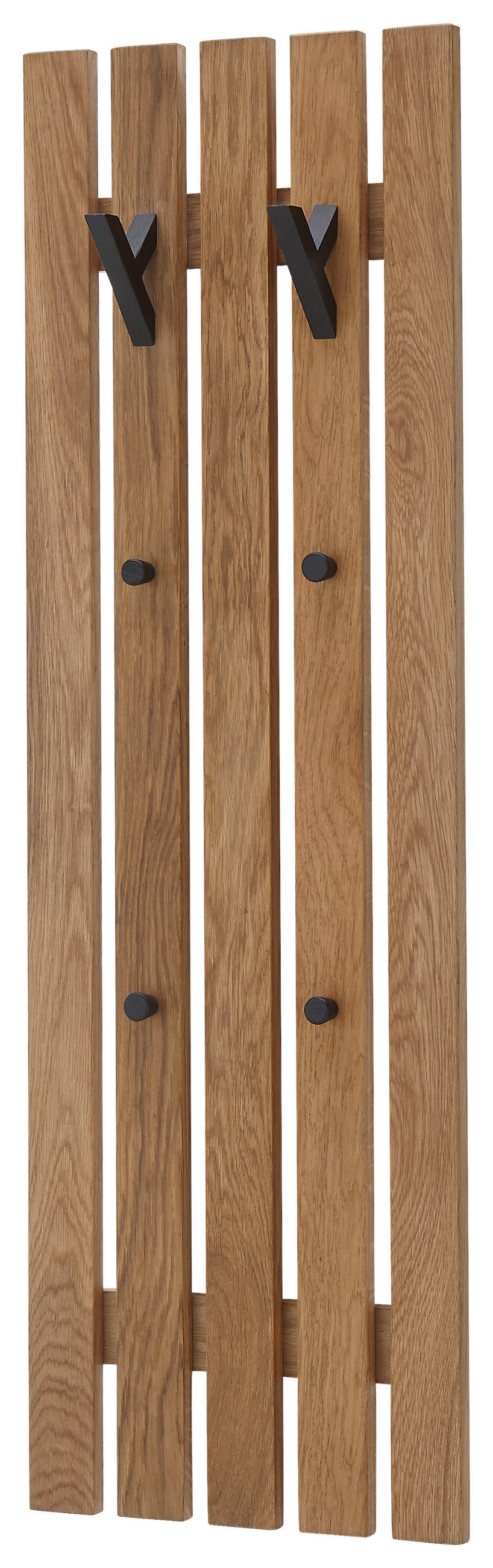 ŠATNÍ PANEL, přírodní barvy, černá, dub, 38/120/14 cm - černá/přírodní barvy, Basics, dřevo (38/120/14cm)