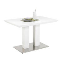 JÍDELNÍ STŮL, bílá, barvy nerez oceli, 120/80/76 cm - bílá/barvy nerez oceli, Design, kov/kompozitní dřevo (120/80/76cm) - Novel