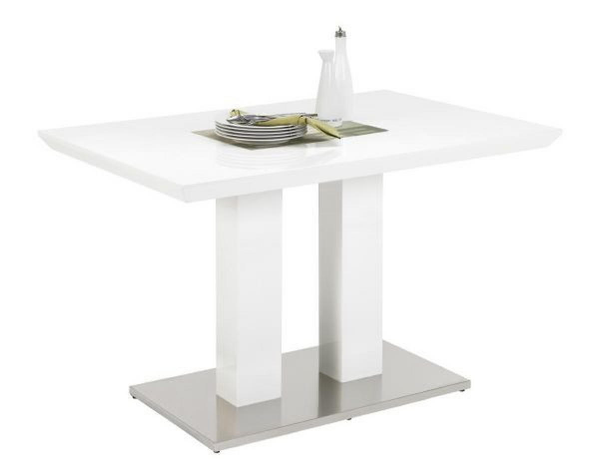MASĂ din metal, material pe bază de lemn 120/80/76 cm   - alb/culoare inox, Design, metal/material pe bază de lemn (120/80/76cm) - Xora