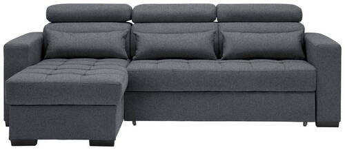 ECKSOFA Dunkelgrau Webstoff  - Dunkelgrau/Schwarz, Design, Kunststoff/Textil (179/240cm) - Carryhome