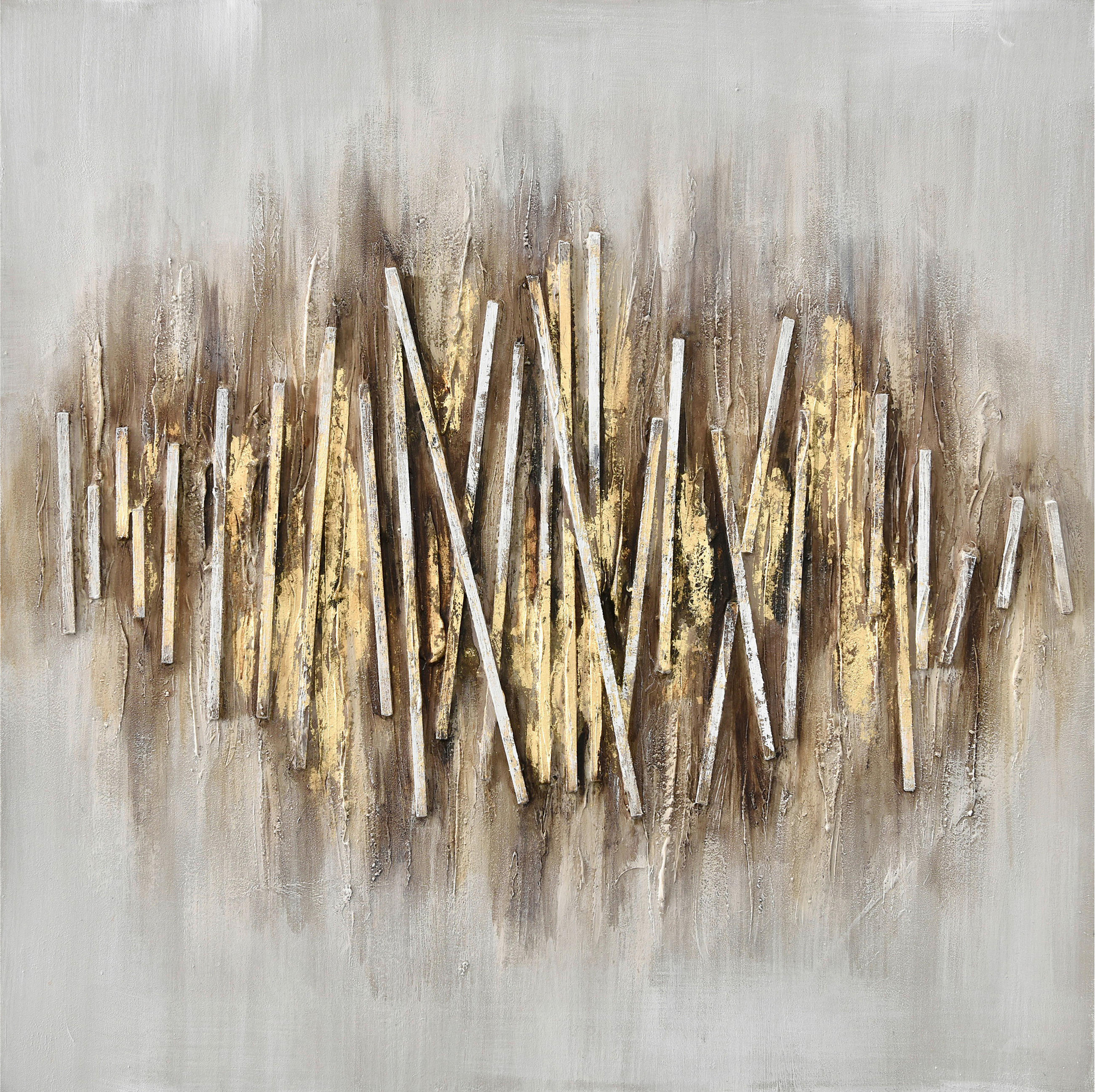 ÖLGEMÄLDE Abstraktes 85/85 cm  - Goldfarben/Braun, Design, Holz/Kunststoff (85/85cm) - Monee