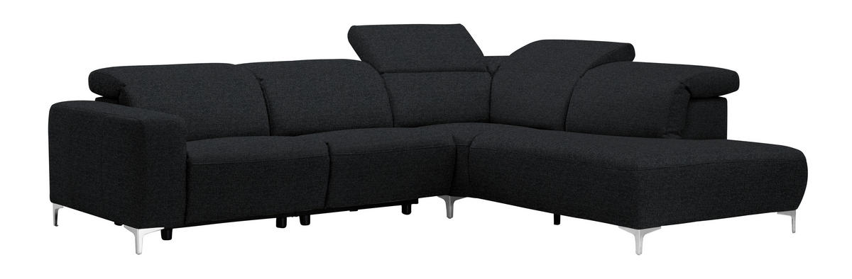 ECKSOFA Anthrazit Flachgewebe  - Anthrazit, Design, Textil/Metall (290/238cm) - Pure Home Lifestyle