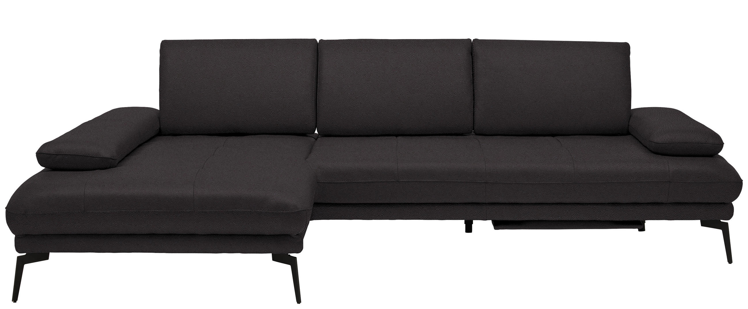 ECKSOFA in Echtleder Dunkelbraun  - Dunkelbraun/Schwarz, Design, Leder/Metall (187/273cm) - Celina Home